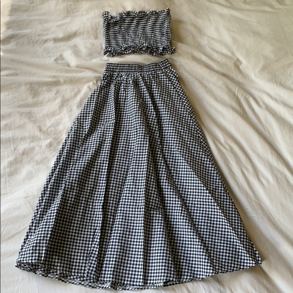 Two piece set / 2 piece skirt plaid dress set